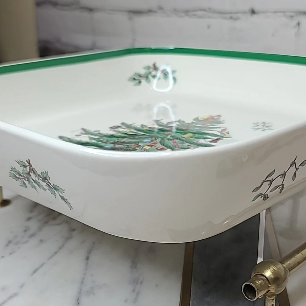 Spode Christmas Tree Classic Vintage Collectible Ceramic Square Buffet Dish